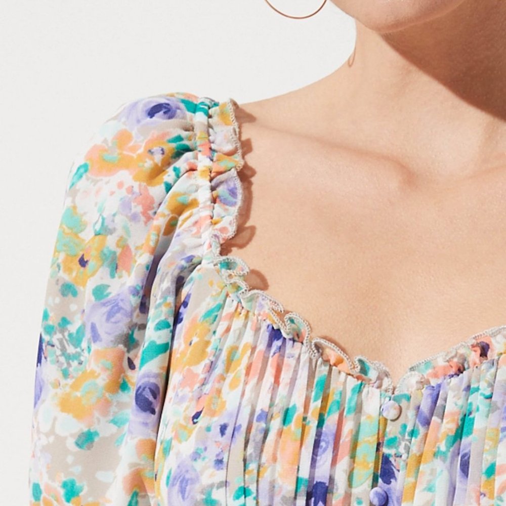 Astr the label BALLOON SLEEVE SWEETHEART FLORAL MAXI Dress Size XL NWT - Picture 4 of 16
